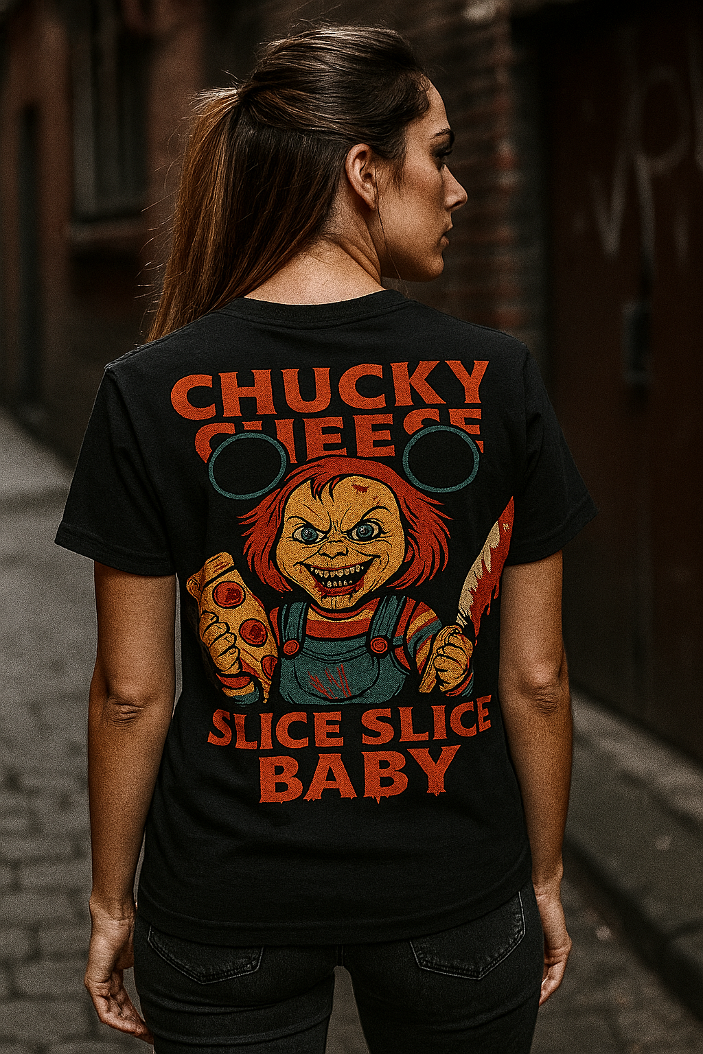 Chucky Cheese – Slice Slice Baby | Killer Meme Tee by Graphic Graveyard
