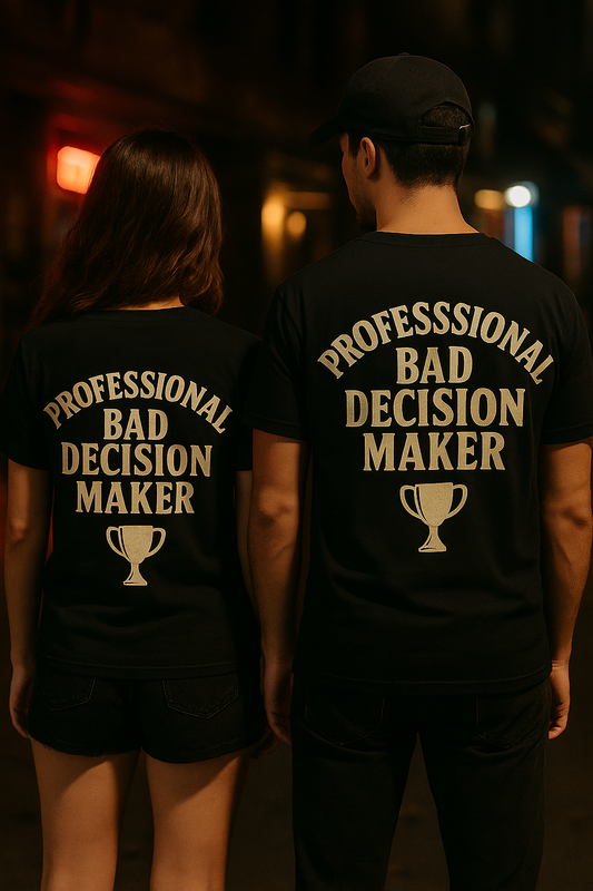 Professional Bad Decision Maker | Degenerate Drip Trophy Tee by Graphic Graveyard