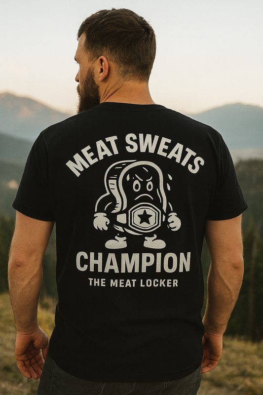 Meat Sweats Champion Shirt | The Meat Locker™ by Graphic Graveyard