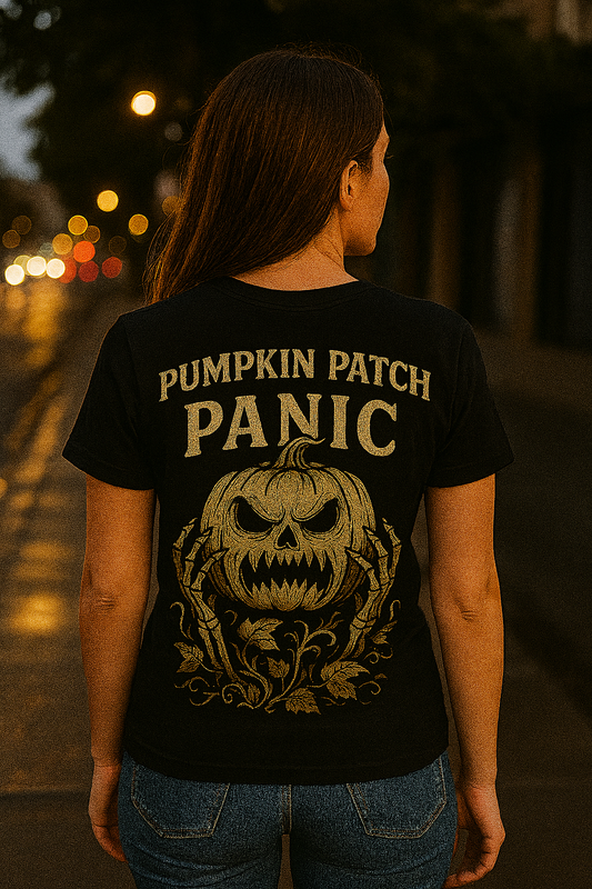 Pumpkin Patch Panic Shirt | Fall Horror Tee by Graphic Graveyard