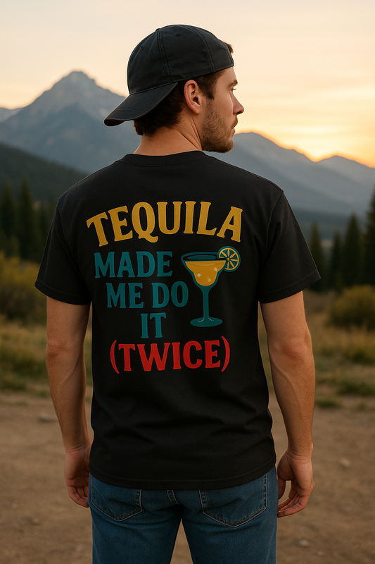 Tequila Made Me Do It (Twice) | Degenerate Drip Tee by Graphic Graveyard