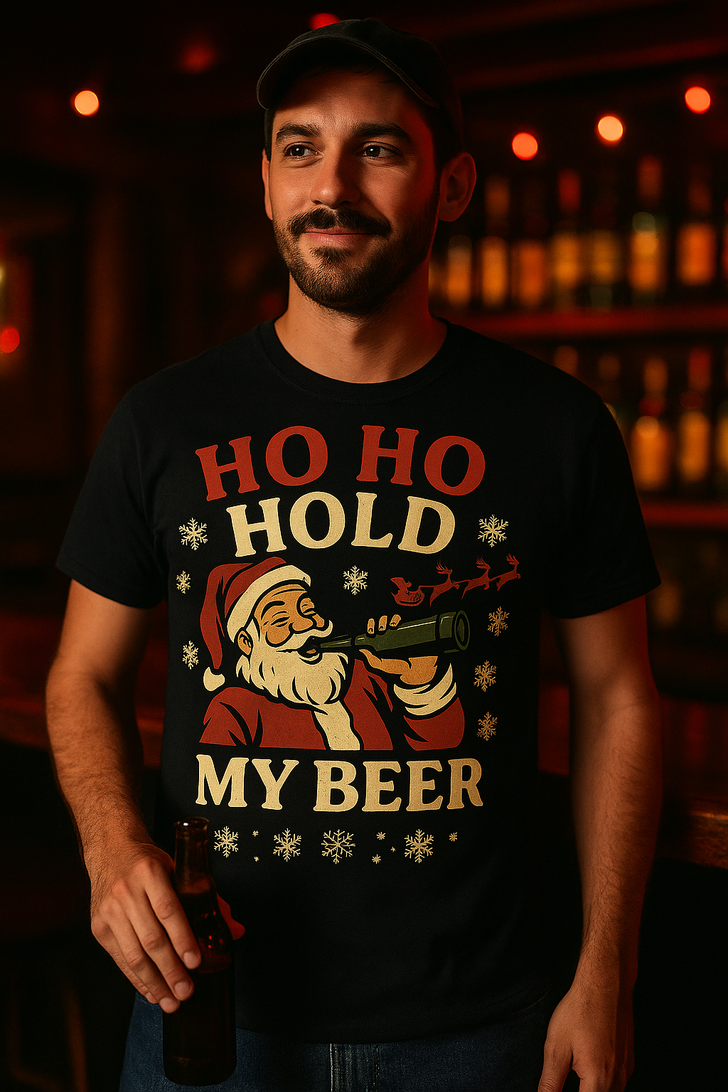 Ho Ho Hold My Beer Tee | The Naughty List Christmas Shirt Graphic Graveyard