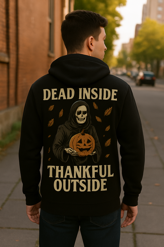 Dead Inside Thankful Outside Shirt | Fright & Fall  Classic Tee by Graphic Graveyard Graphic Graveyard