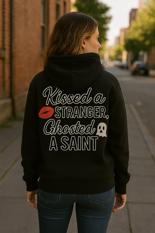 Kissed a Stranger Ghosted a Saint | Degenerate Drip Hoodie by Graphic Graveyard Graphic Graveyard