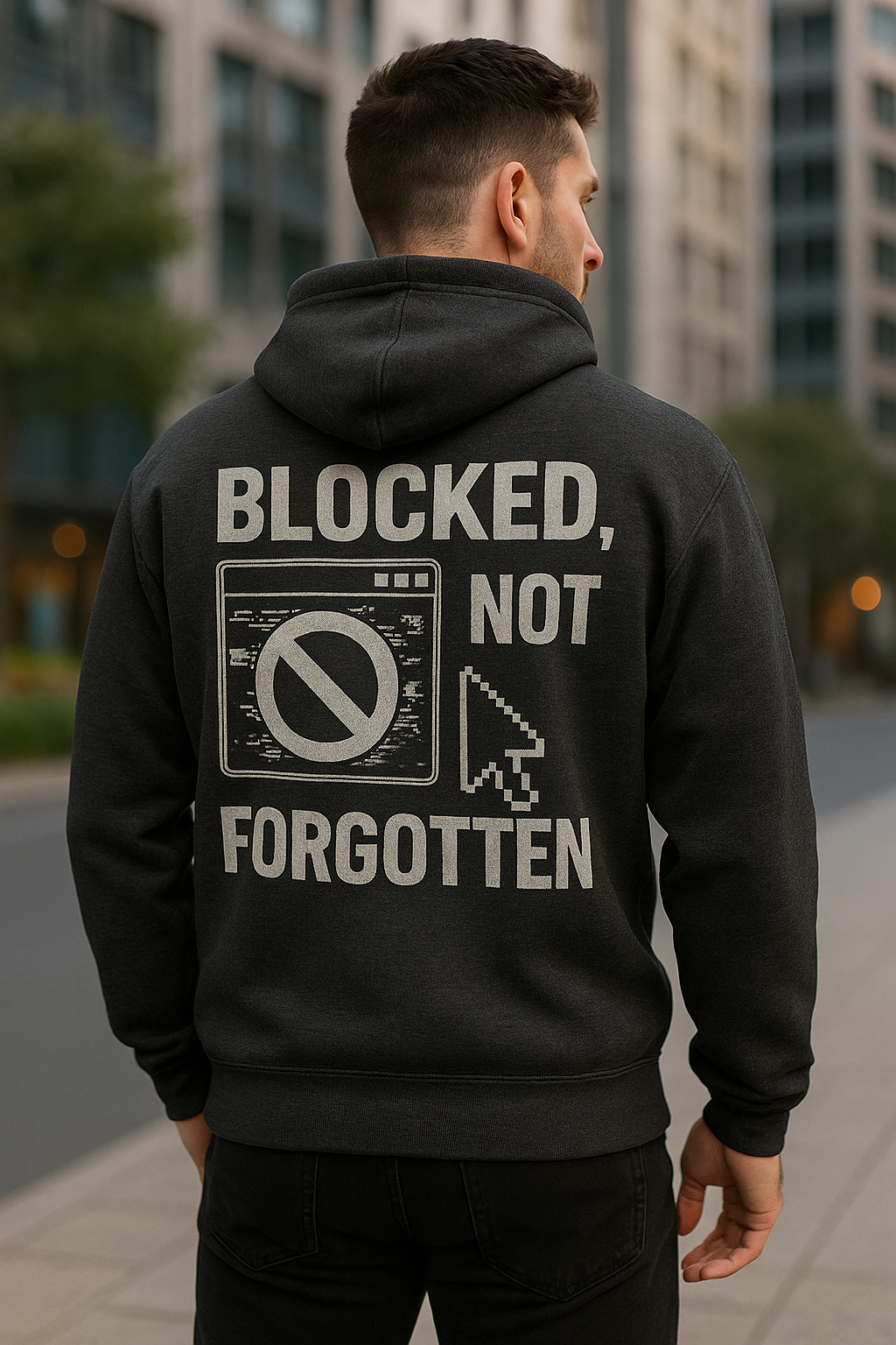 Blocked, Not Forgotten Hoodie | Degen Den by Graphic Graveyard Graphic Graveyard