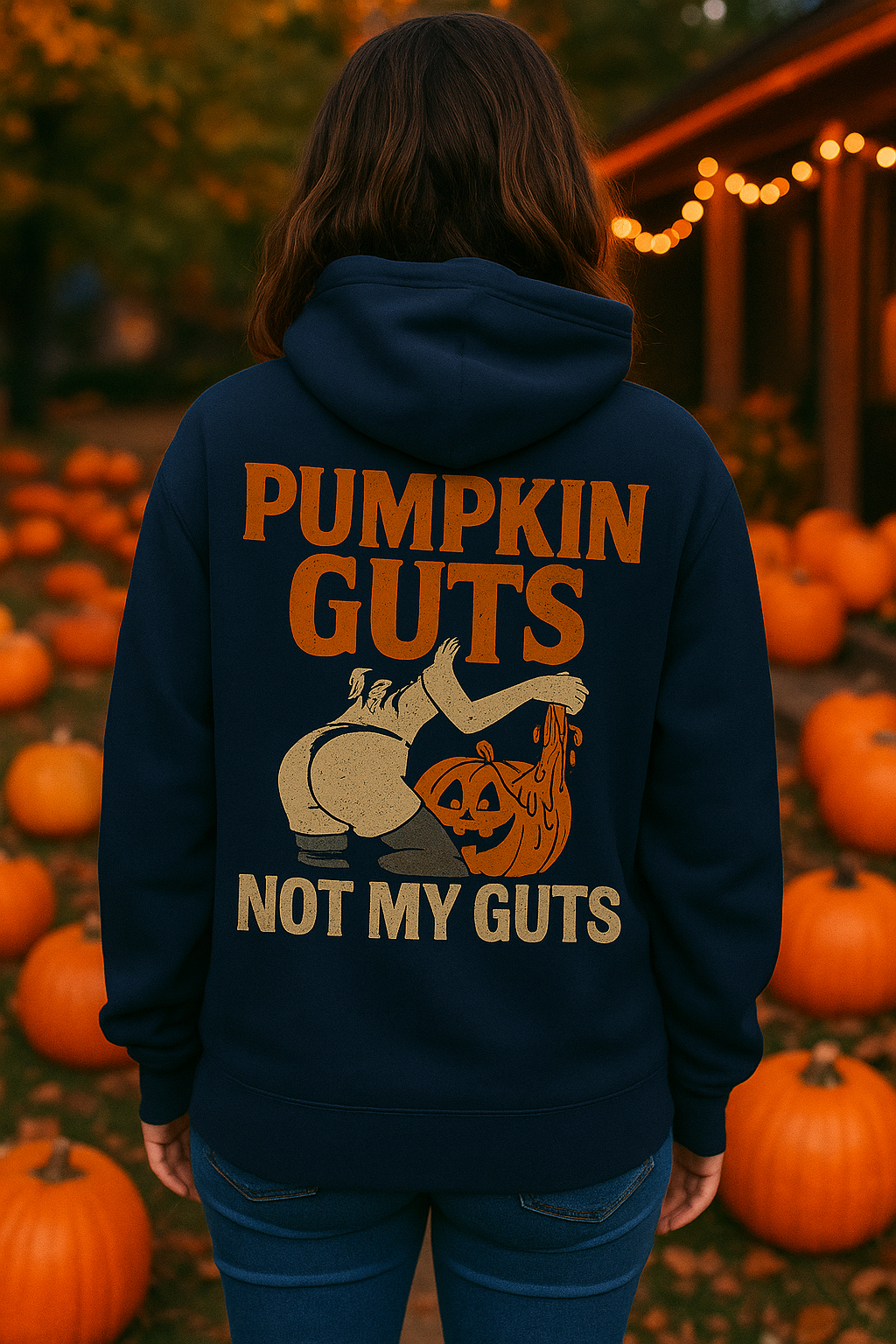 Pumpkin Guts Not My Guts | Fright & Fall Halloween Hoodie by Graphic Graveyard Graphic Graveyard