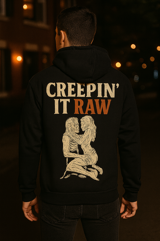 Creepin’ It Raw | Fright & Fall Halloween Hoodie by Graphic Graveyard Graphic Graveyard