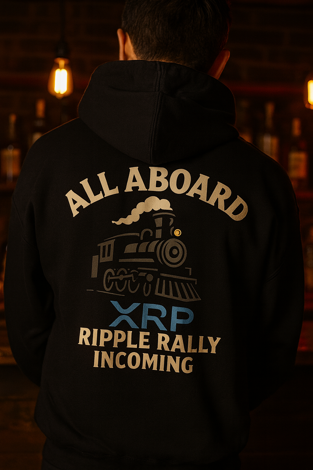 All All Aboard XRP Hoodie| Ripple Rally Incoming Degen Den by Graphic Graveyard Graphic Graveyard