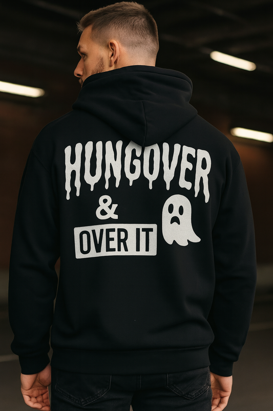 Hungover & Over It | Degenerate Drip Hoodie by Graphic Graveyard Graphic Graveyard