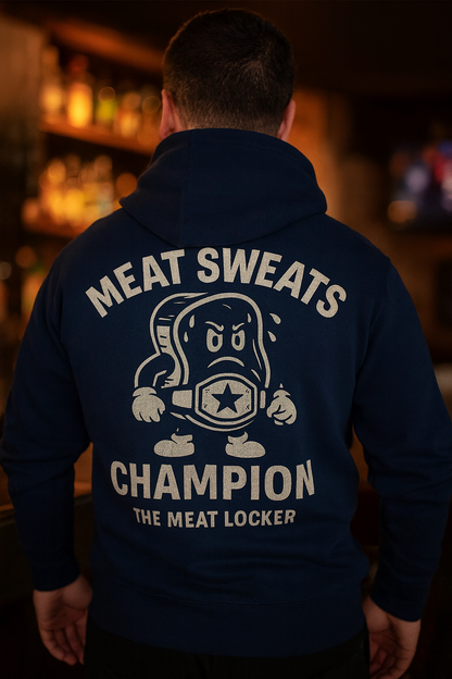 Meat Sweats Champion Hoodie | The Meat Locker by Graphic Graveyard Graphic Graveyard