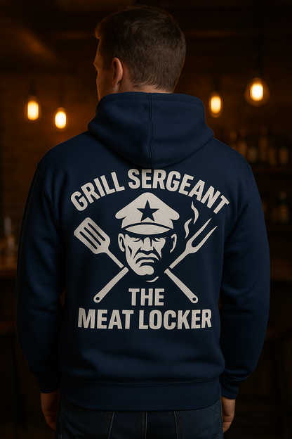 Grill Sergeant Hoodie | The Meat Locker BBQ Drop by Graphic Graveyard Graphic Graveyard